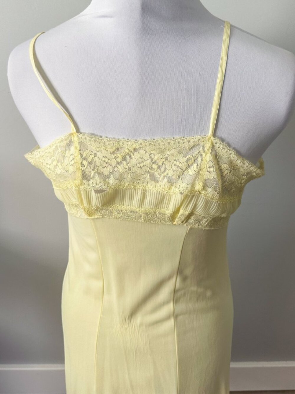 Vintage Butter Yellow Midi Lace Slip - Picture 2 of 10